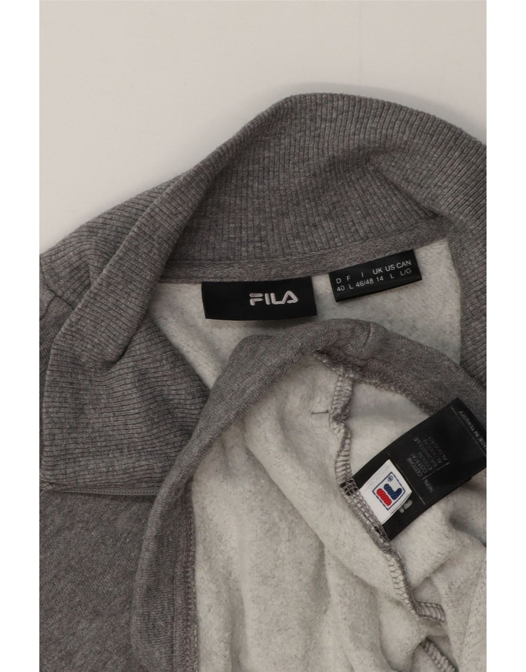 Giacca da ginnastica da donna Fila UK 14 grande cotone chiazzato grigio