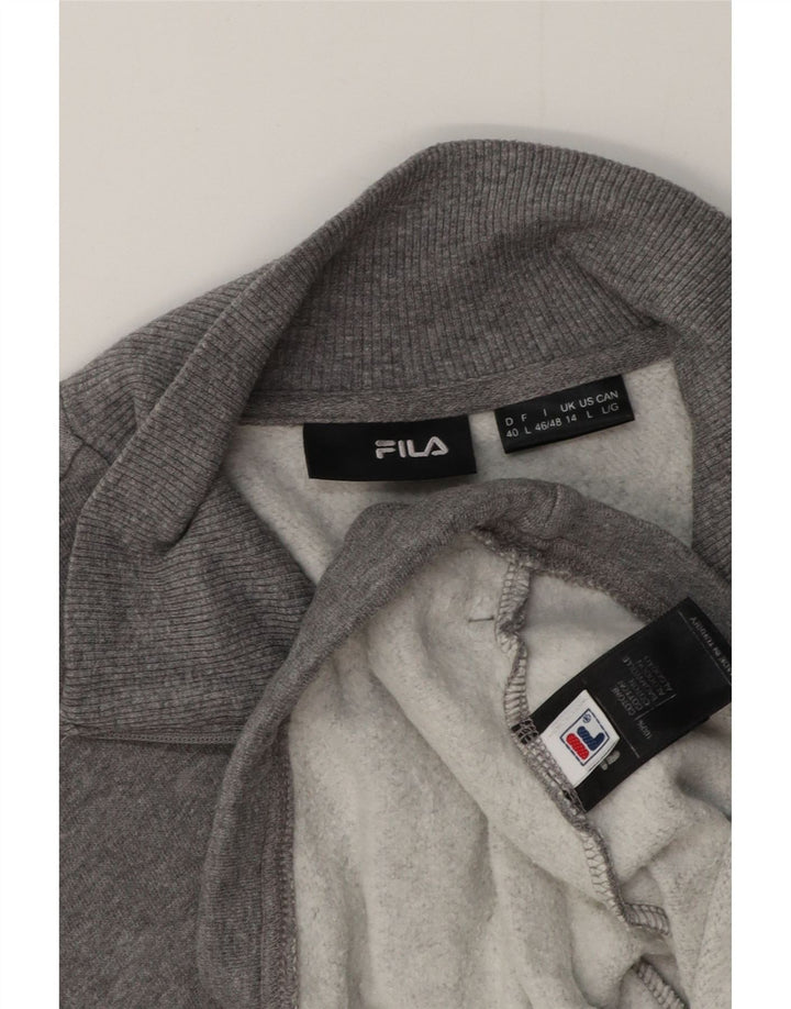 Giacca da ginnastica da donna Fila UK 14 grande cotone chiazzato grigio