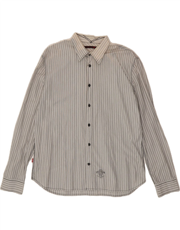 LEVI'S Mens Shirt 2XL Grey Pinstripe Cotton Vintage Levi's and Second-Hand Levi's from Messina Hembry 