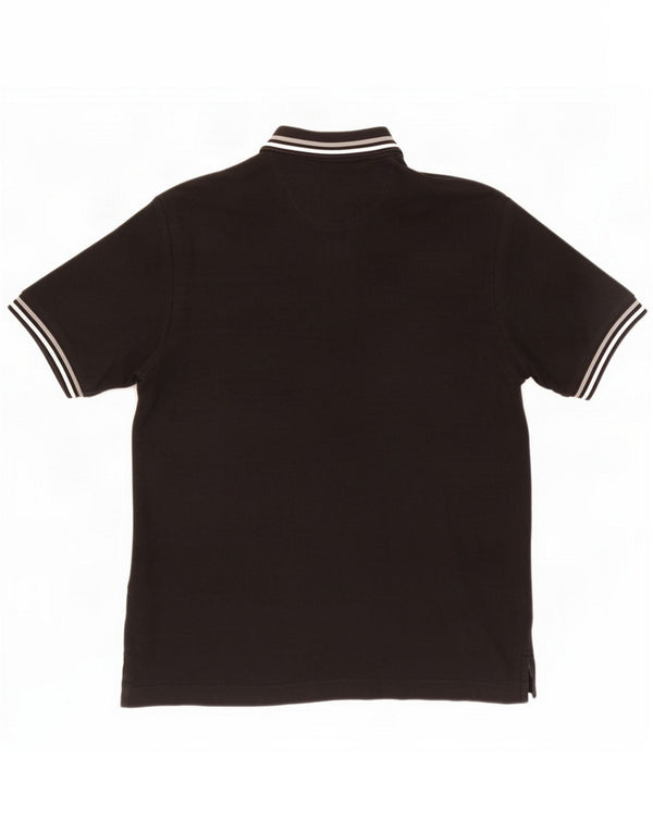 Pierre Cardin Mens Polo Shirt Medium Black Colourblock Cotton