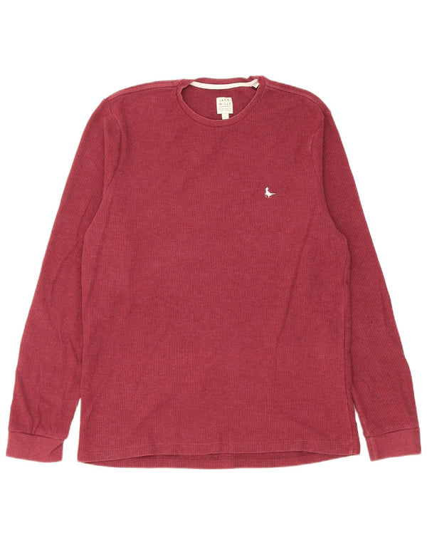 Jack Wills Top da uomo a maniche lunghe in cotone bordeaux medio