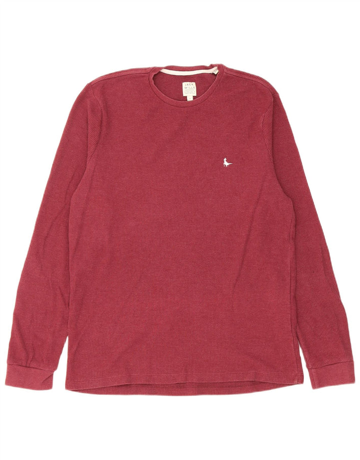 Jack Wills Top da uomo a maniche lunghe in cotone bordeaux medio