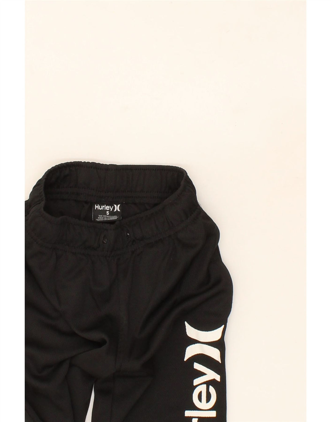 HURLEY Boys Graphic Tracksuit Trousers Joggers 4-5 Years  Black Polyester Vintage Hurley and Second-Hand Hurley from Messina Hembry 