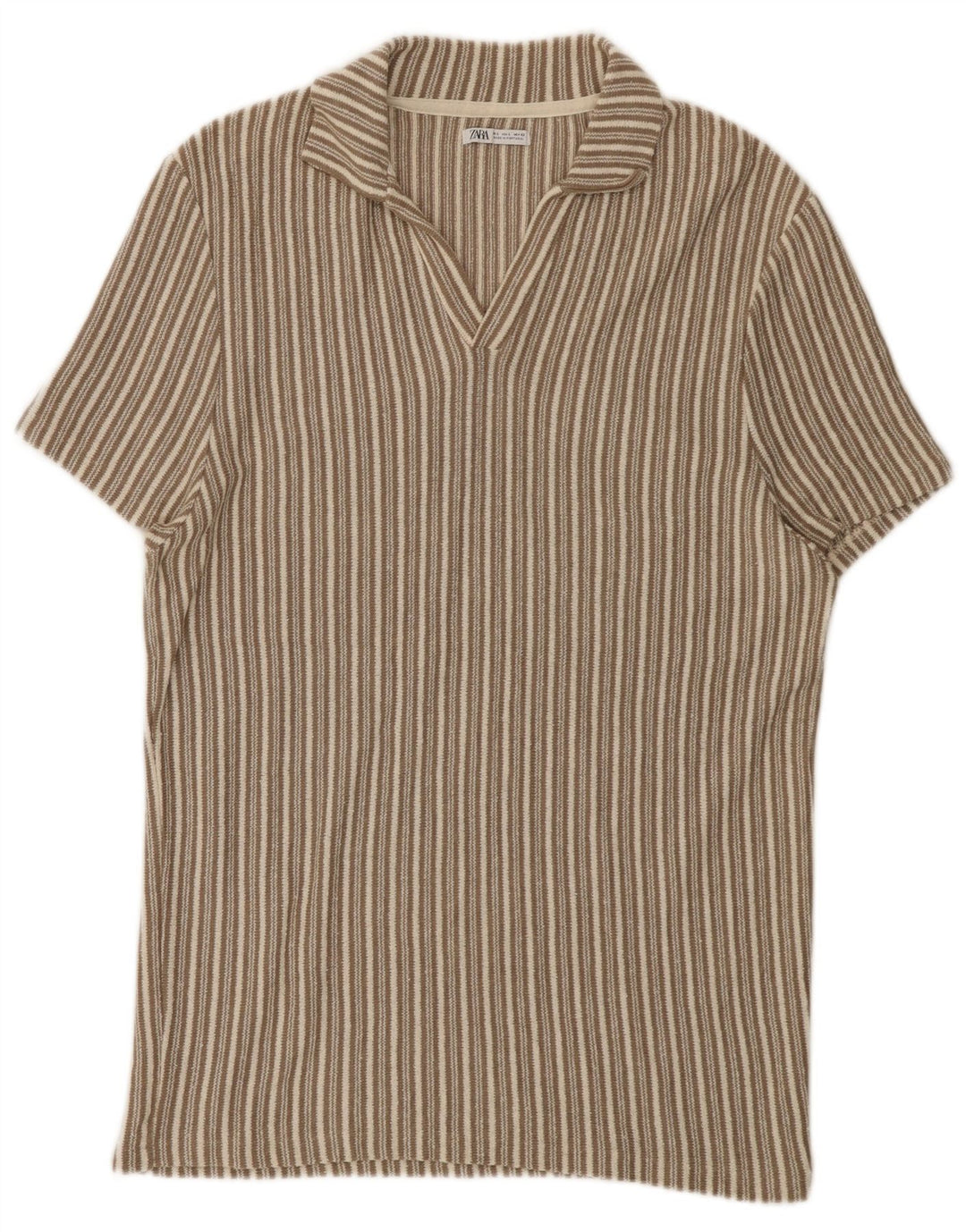 Polo da uomo Zara a righe larghe beige