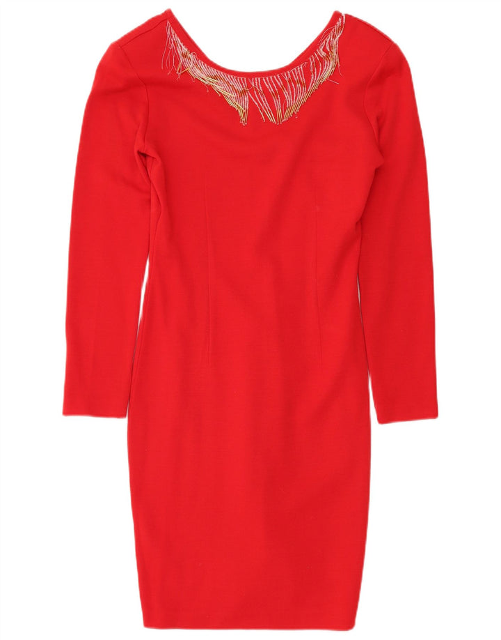 Abito a trapezio a maniche lunghe da donna Chagall UK 12 Acrilico rosso medio