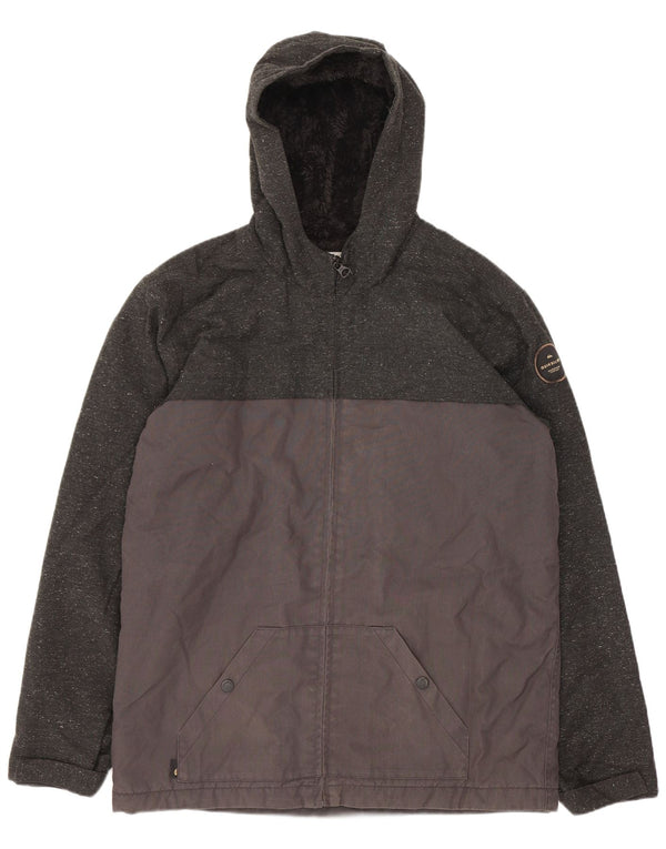 Giacca a vento con cappuccio Quiksilver da ragazzo 15-16 anni XL grigio chiazzato