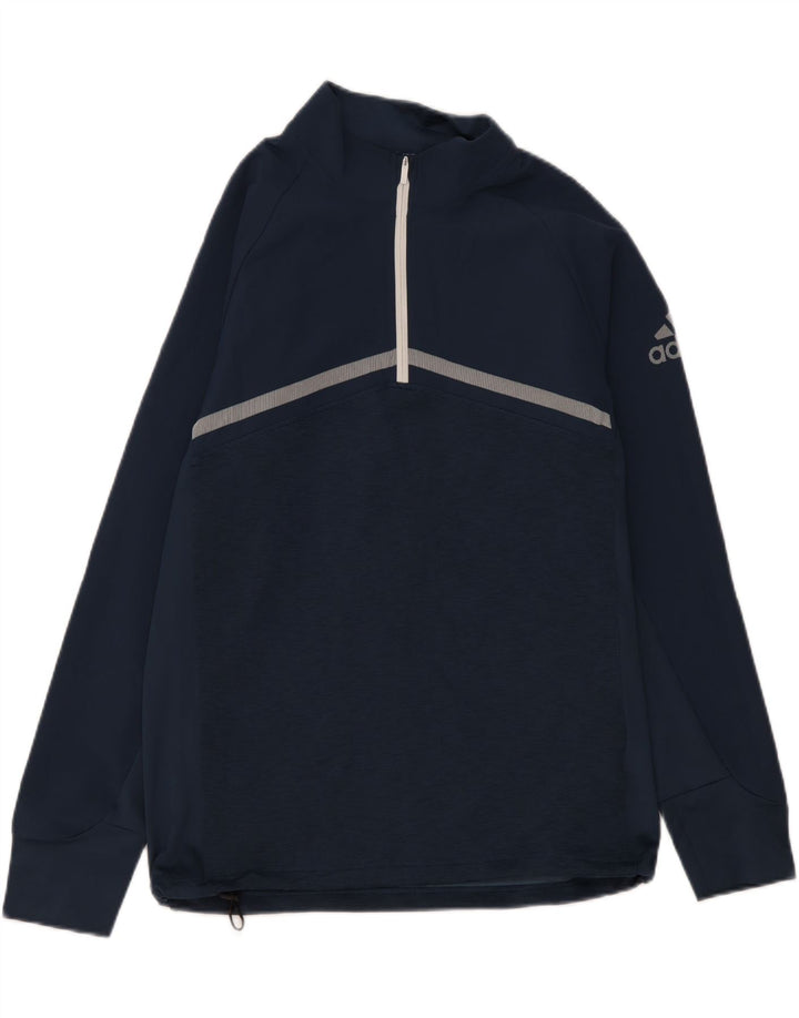 ADIDAS Top da tuta pullover con zip e collo da uomo, medio, blu navy screziato