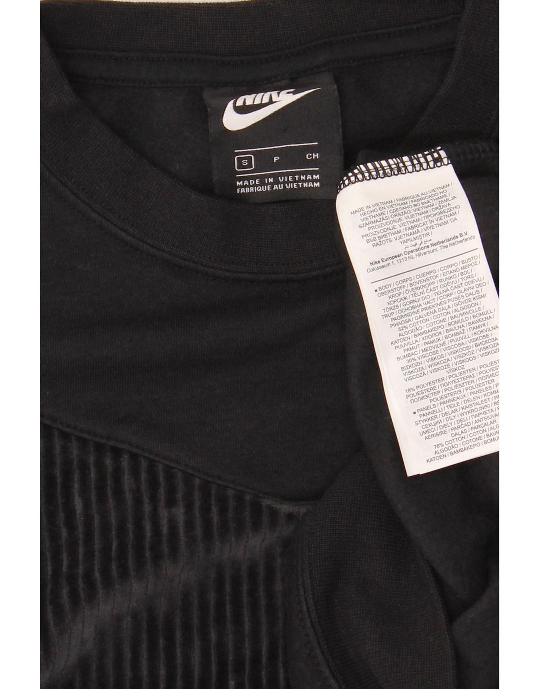 Felpa corta oversize da donna Nike, maglione UK 10, piccola, cotone nero