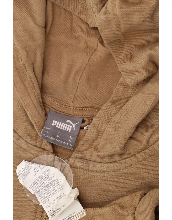Felpa con cappuccio e zip da uomo Puma XL in cotone marrone