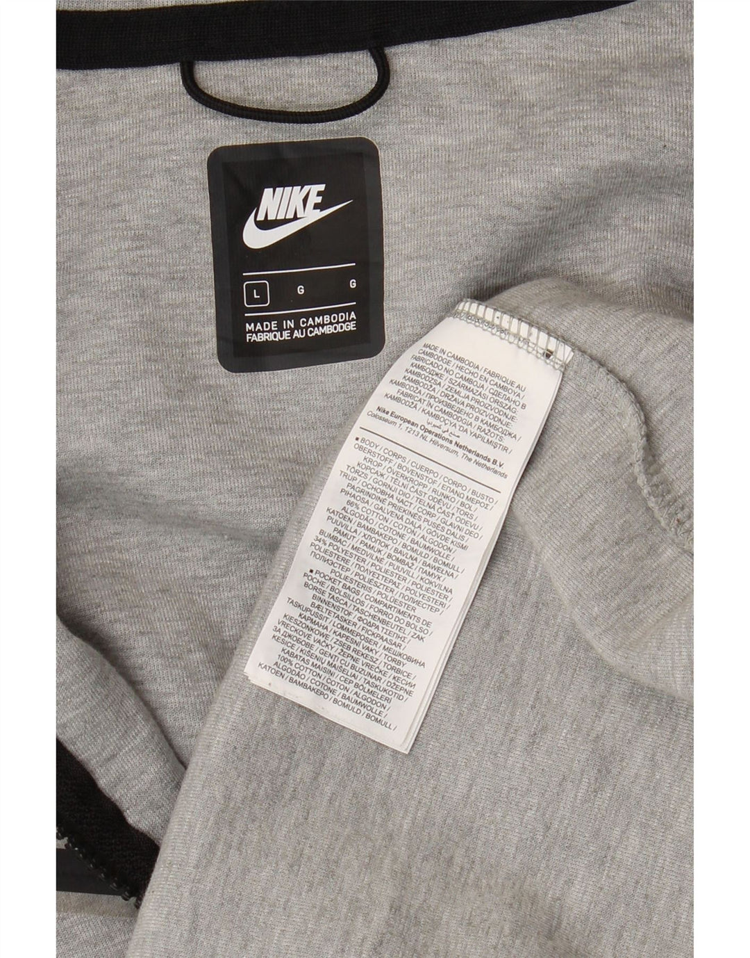 Maglione con cappuccio e zip da uomo NIKE grande in cotone grigio