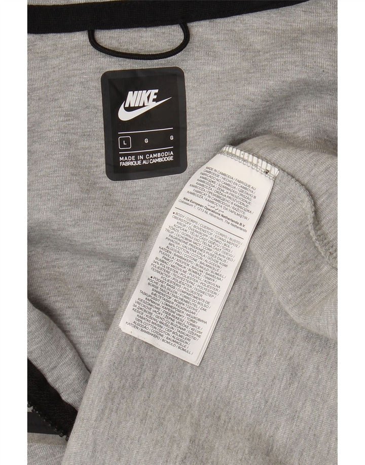 Maglione con cappuccio e zip da uomo NIKE grande in cotone grigio