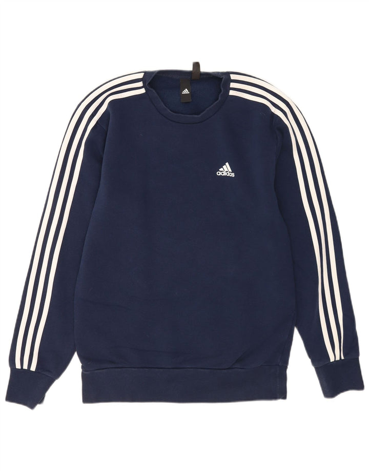 Felpa Adidas da uomo maglione piccolo blu navy in cotone