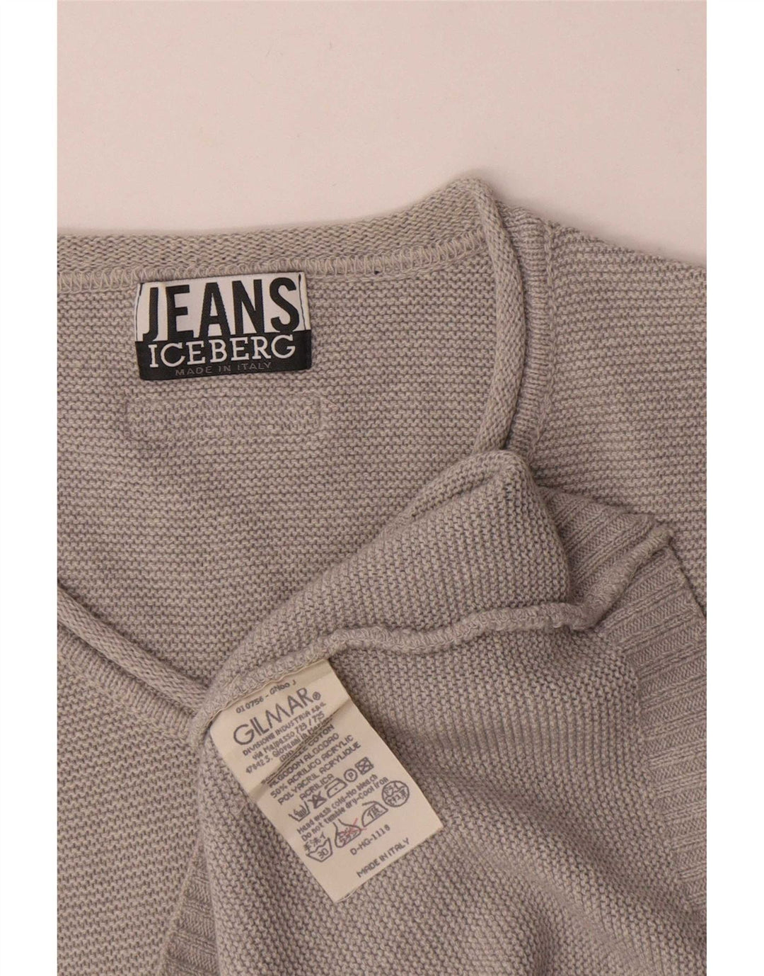 Maglione da uomo con scollo a V Iceberg in cotone grigio medio