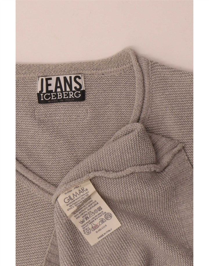 Maglione da uomo con scollo a V Iceberg in cotone grigio medio