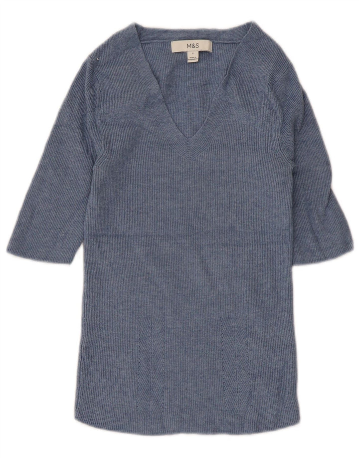 Top camicetta da donna Marks & Spencer UK 8 piccola viscosa blu