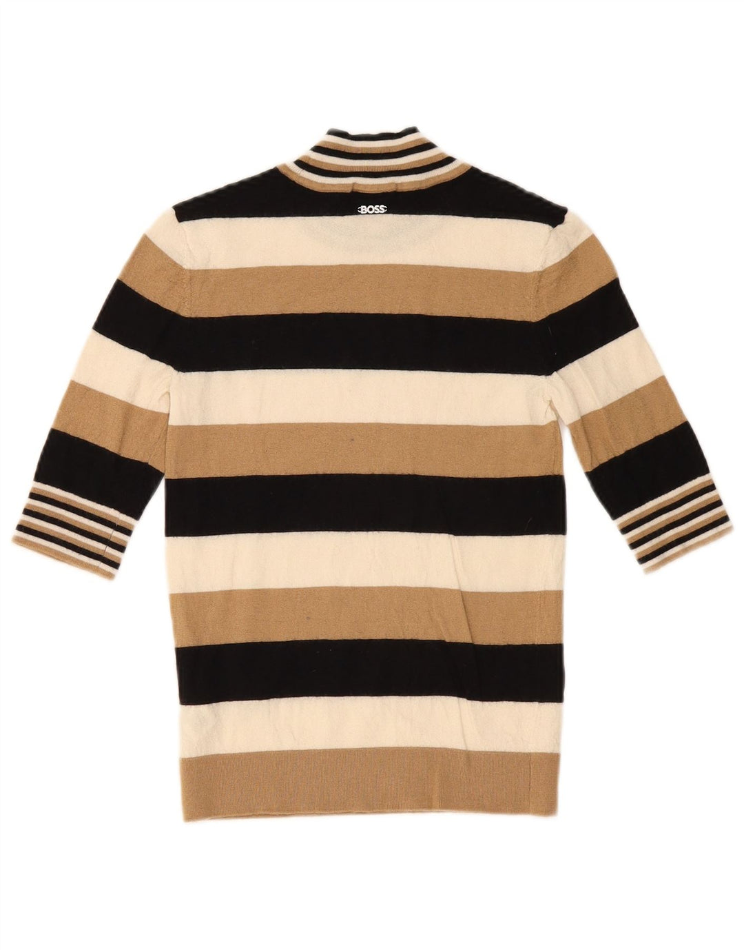 Maglione maglione da donna con collo alto Hugo Boss UK 10 piccolo multicolore