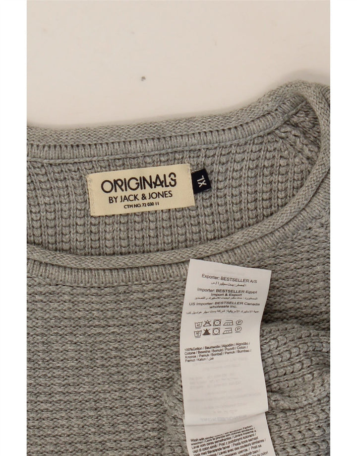 JACK & JONES Maglione maglione girocollo da uomo XL in cotone grigio