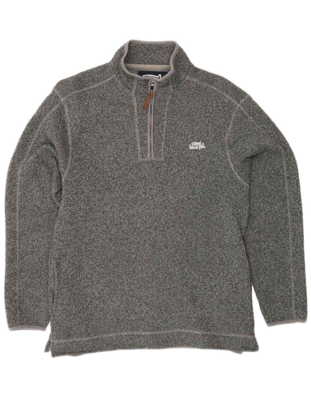 WEIRD FISH Felpa da uomo con zip e collo Maglione poliestere grigio medio