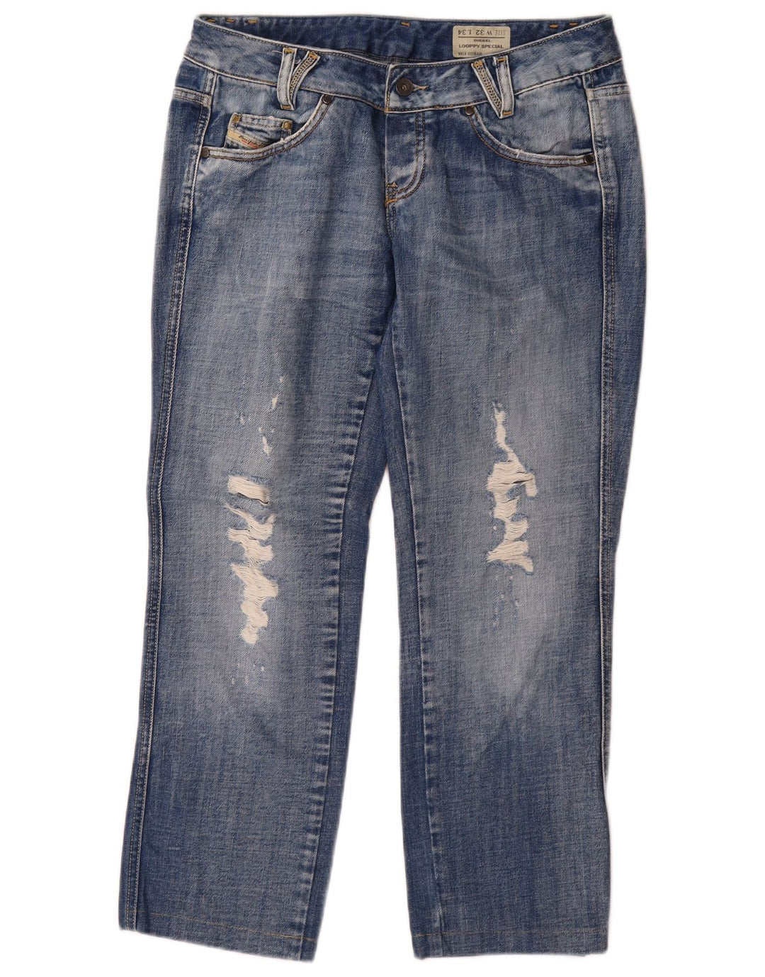 Jeans dritti effetto vissuto Diesel Looppy da donna W32 L26 cotone blu