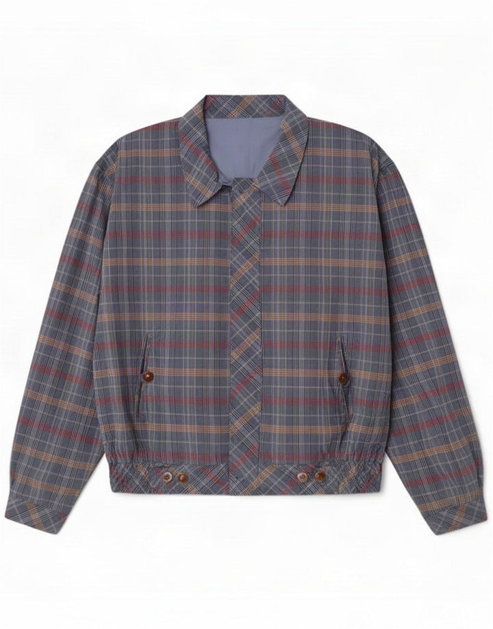Giacca bomber da uomo vintage EU 52 XL Poliestere scozzese blu