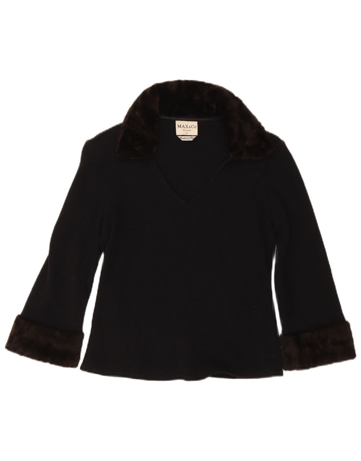 Max & Co. Maglione da donna con collo a polo e maniche a 3/4 UK 12 Blu navy medio