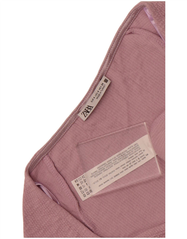 Top corto da donna Zara in camicetta UK 8 piccolo cotone viola