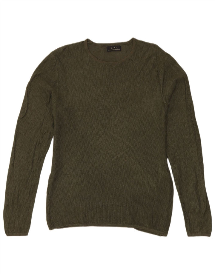 Maglione maglione girocollo da uomo Zara verde medio