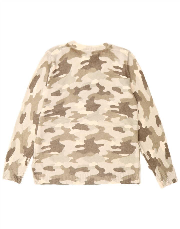 Maglione maglione con scollo a V da donna Marks & Spencer UK 14 Camouflage beige medio