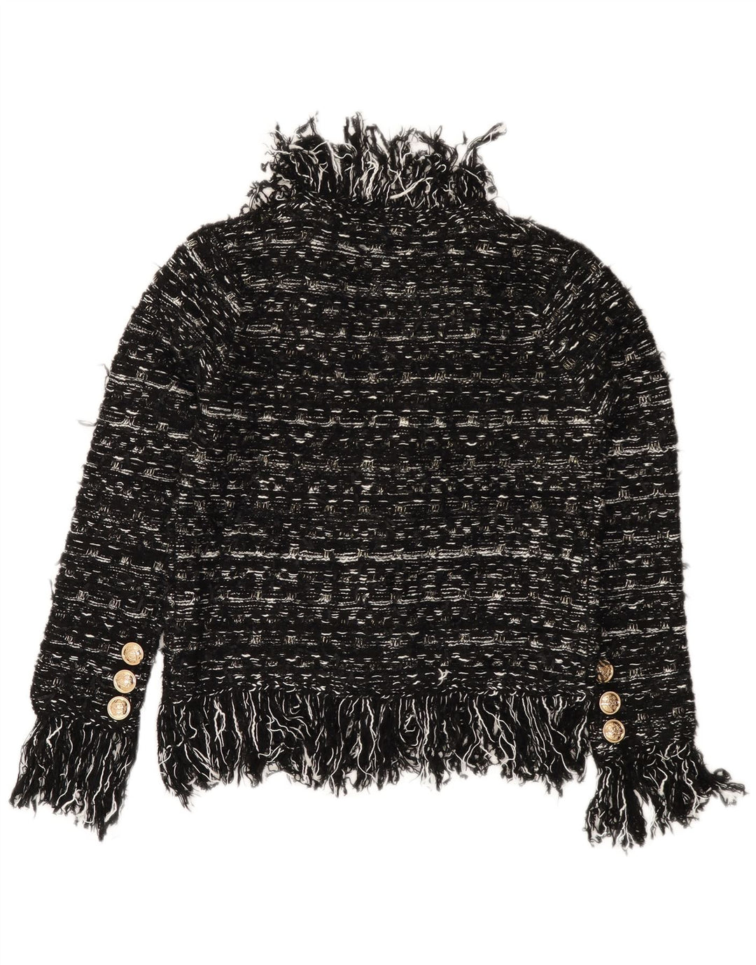 Maglione cardigan da donna VINTAGE UK 10 piccolo acrilico a strisce nere