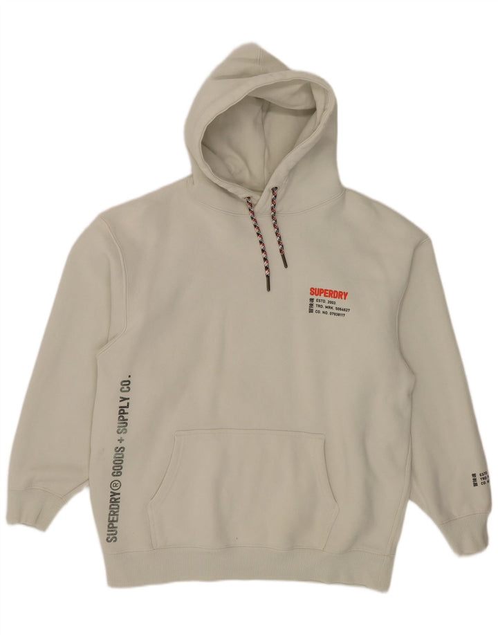 Maglione con cappuccio grafico da uomo Superdry in cotone bianco medio