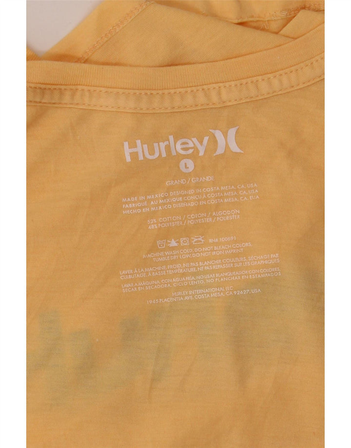 T-shirt grafica da uomo HURLEY grande in cotone giallo
