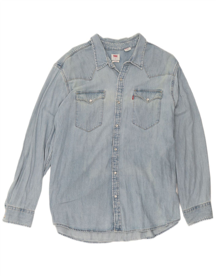 Camicia di jeans alta da uomo Levi's XL in cotone blu