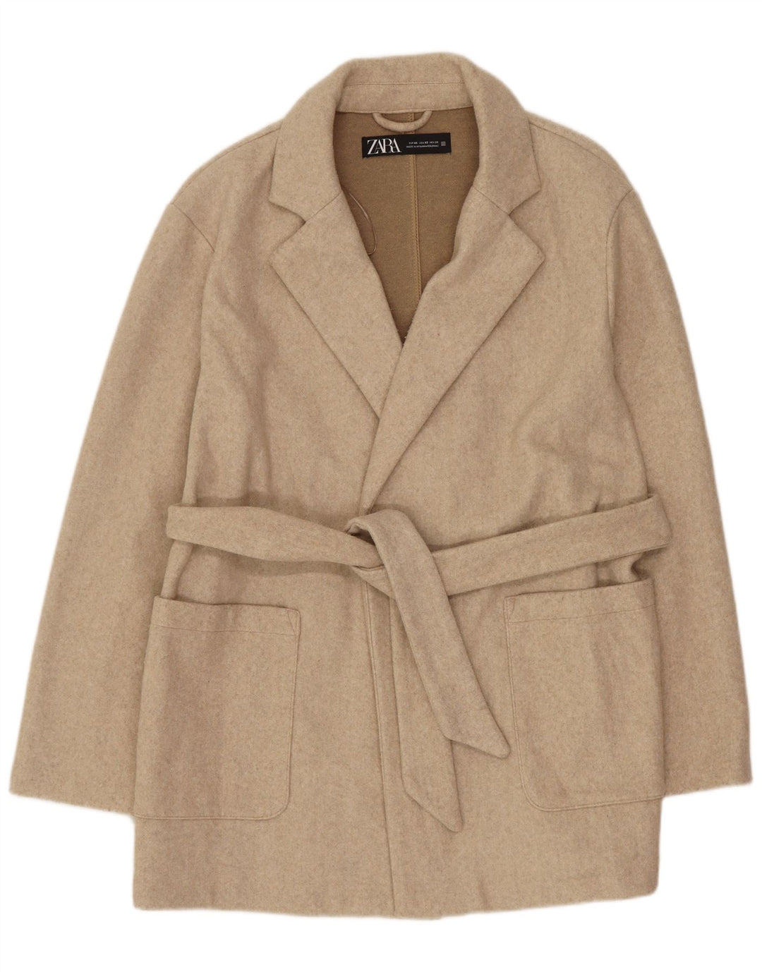 Giacca blazer oversize lunga da donna Zara UK 6 XS Poliestere beige