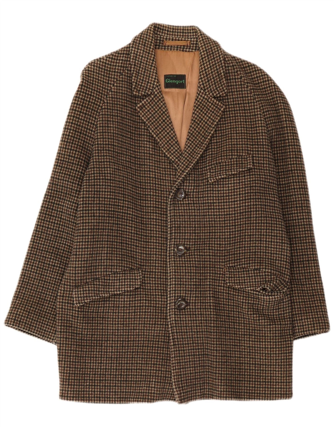 Cappotto vintage da uomo UK 36 piccolo pied de poule marrone