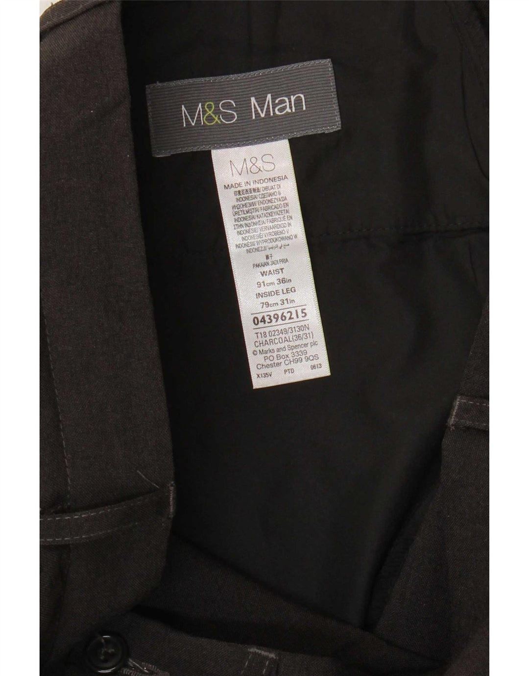 Pantaloni chino dritti da uomo Marks & Spencer W36 L31 poliestere grigio