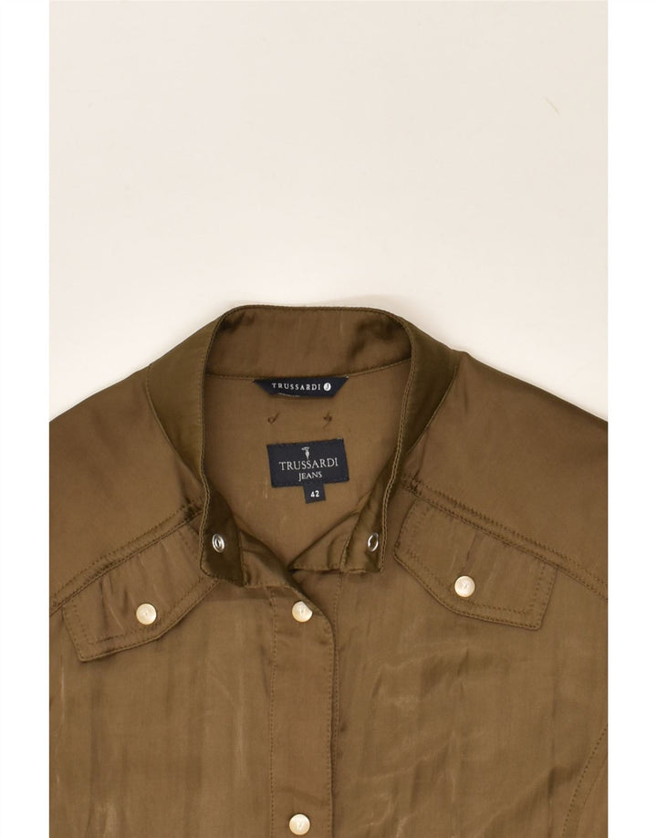 TRUSSARDI JEANS Womens Utility Jacket IT 42 Medium Brown | Vintage Trussardi Jeans | Thrift | Second-Hand Trussardi Jeans | Used Clothing | Messina Hembry 
