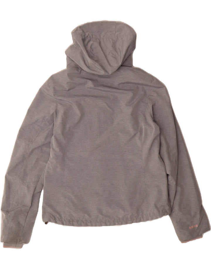 SUPERDRY Womens Hooded Rain Jacket UK 14 Large Grey Vintage Superdry and Second-Hand Superdry from Messina Hembry 
