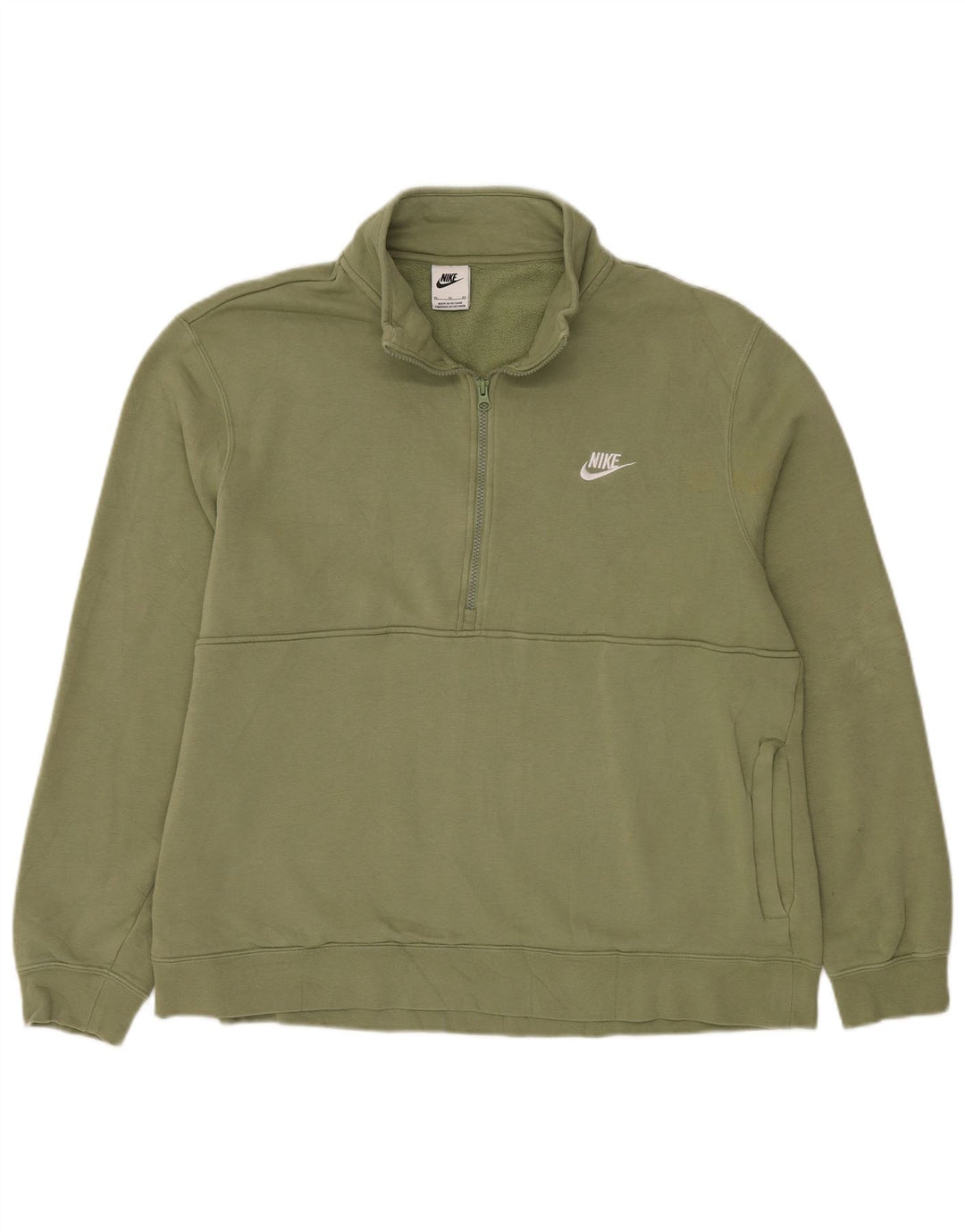 Felpa Nike Uomo con zip e collo maglione XL verde cotone