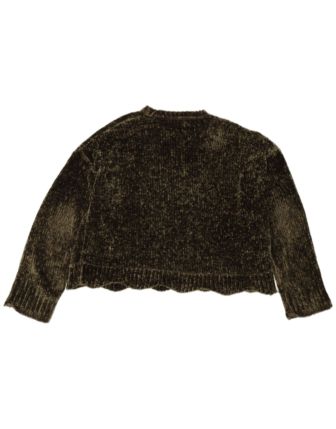 Maglione maglione oversize con scollo a barca da donna Zara UK 10 piccolo poliestere kaki