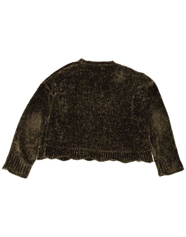 Maglione maglione oversize con scollo a barca da donna Zara UK 10 piccolo poliestere kaki