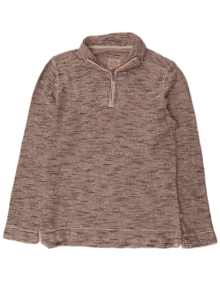Felpa da uomo con collo con zip Fat Face, maglione piccolo, cotone chiazzato grigio