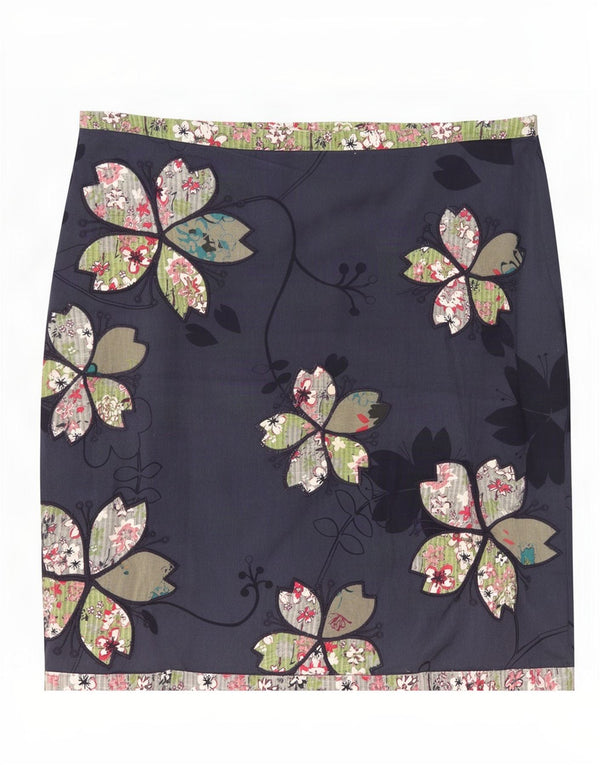 Minigonna da donna White Stuff UK 14 Grande W34 Cotone floreale blu navy
