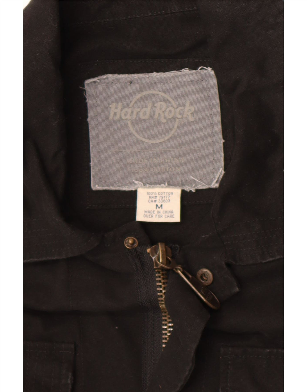 Giacca militare grafica da uomo Hard Rock Cafe UK 38 cotone nero medio