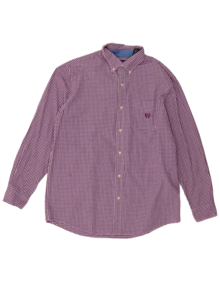 Camicia da uomo Chaps grande in cotone a quadretti viola