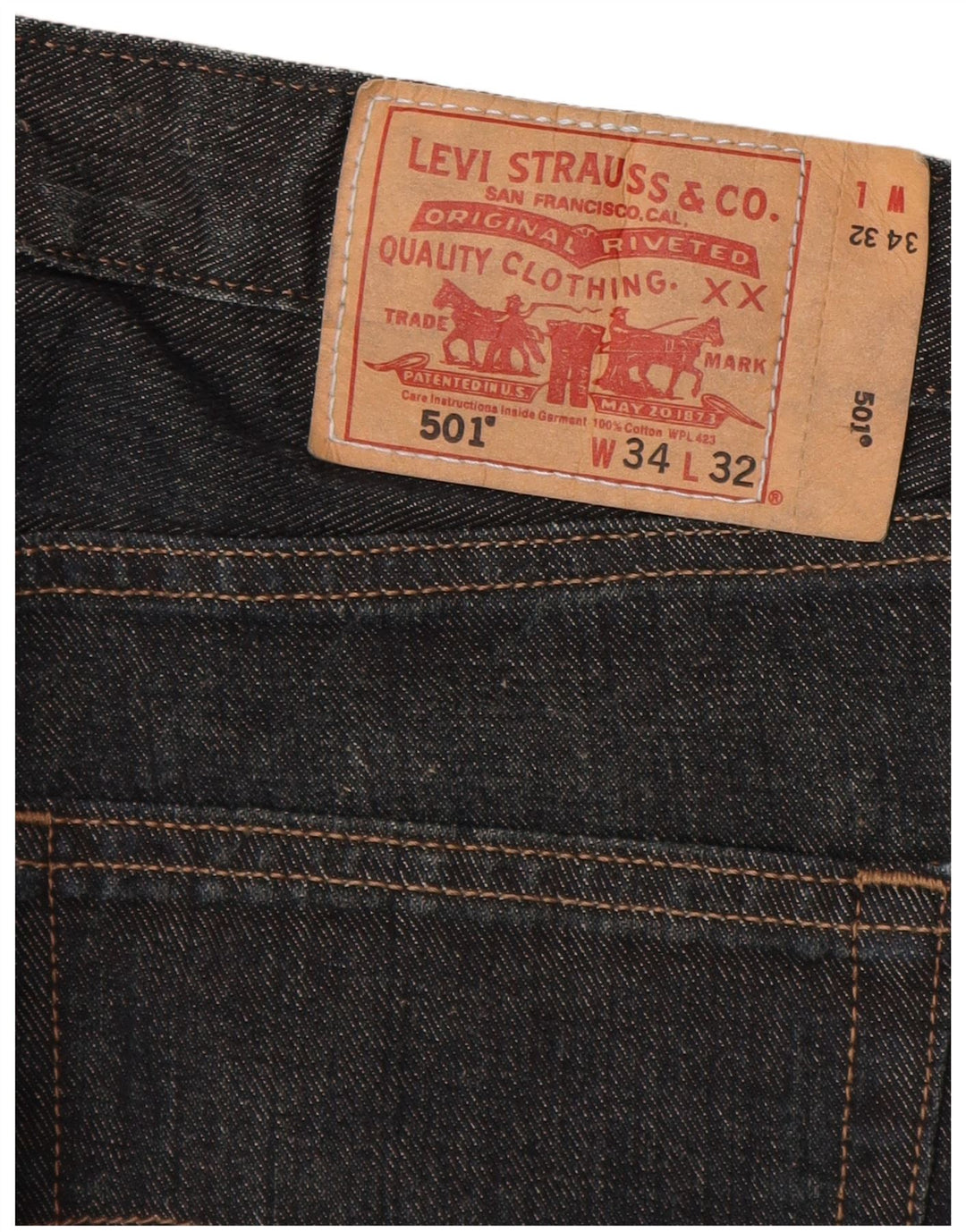 LEVI'S Jeans dritti da uomo 501 W34 L30 cotone blu navy