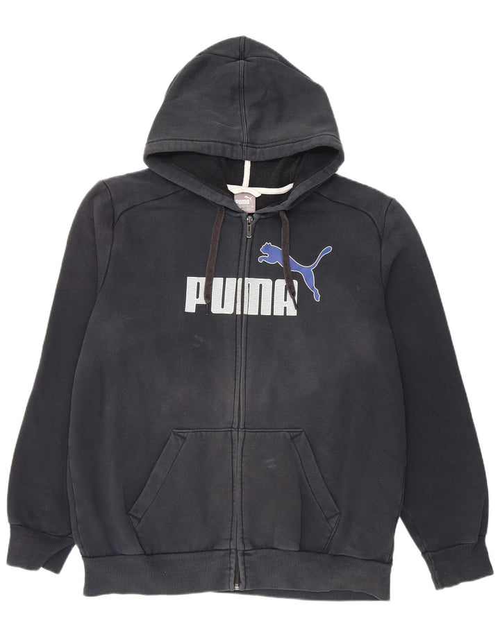 Felpa con cappuccio e zip grafica da uomo Puma grande in cotone nero