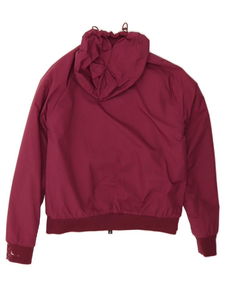 KAPPA Womens Hooded Bomber Jacket UK 14 Medium Maroon Colourblock Vintage Kappa and Second-Hand Kappa from Messina Hembry 