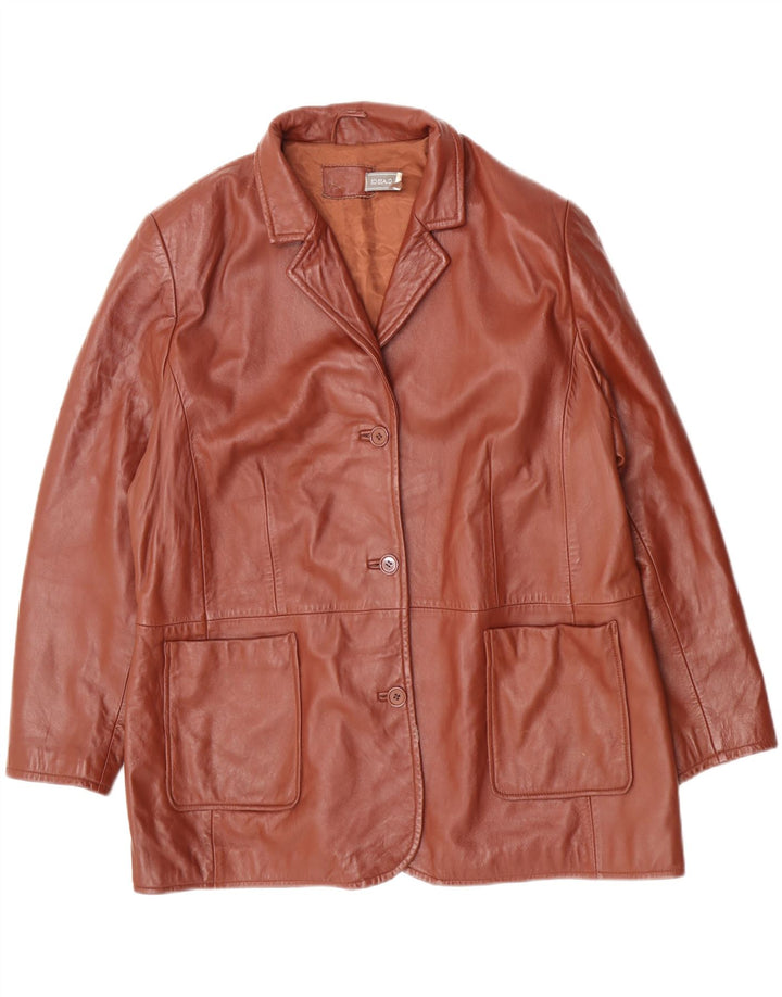 Giacca blazer in pelle da donna classica a 3 bottoni UK 26 5XL Pelle marrone