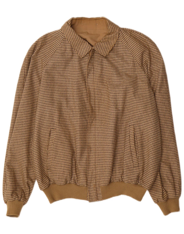 Vintage Mens Reversible Bomber Jacket IT 58 4XL Brown Houndstooth