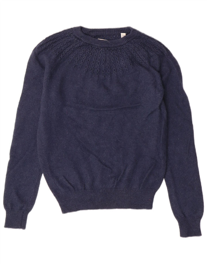 JACK WILLS maglione maglione girocollo da donna UK 10 piccolo blu navy